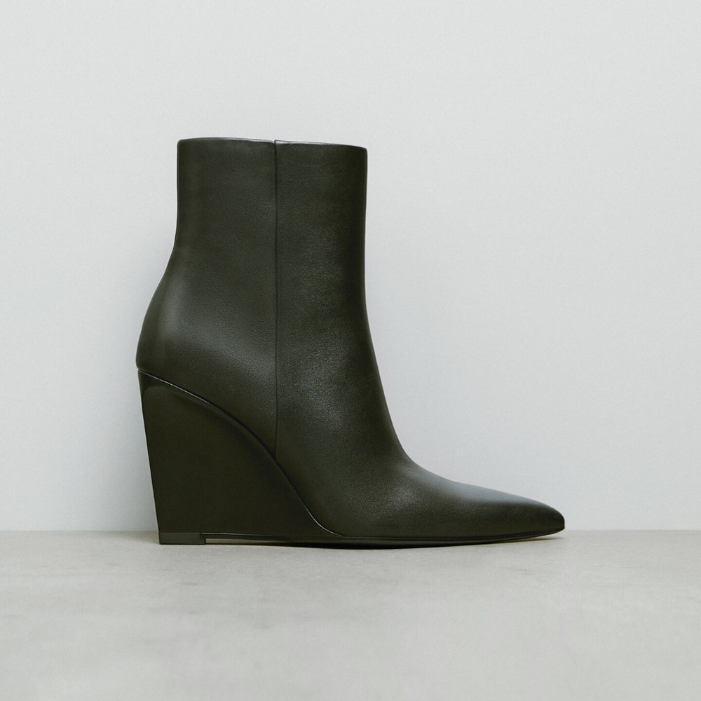 Leather wedge ankle boot
